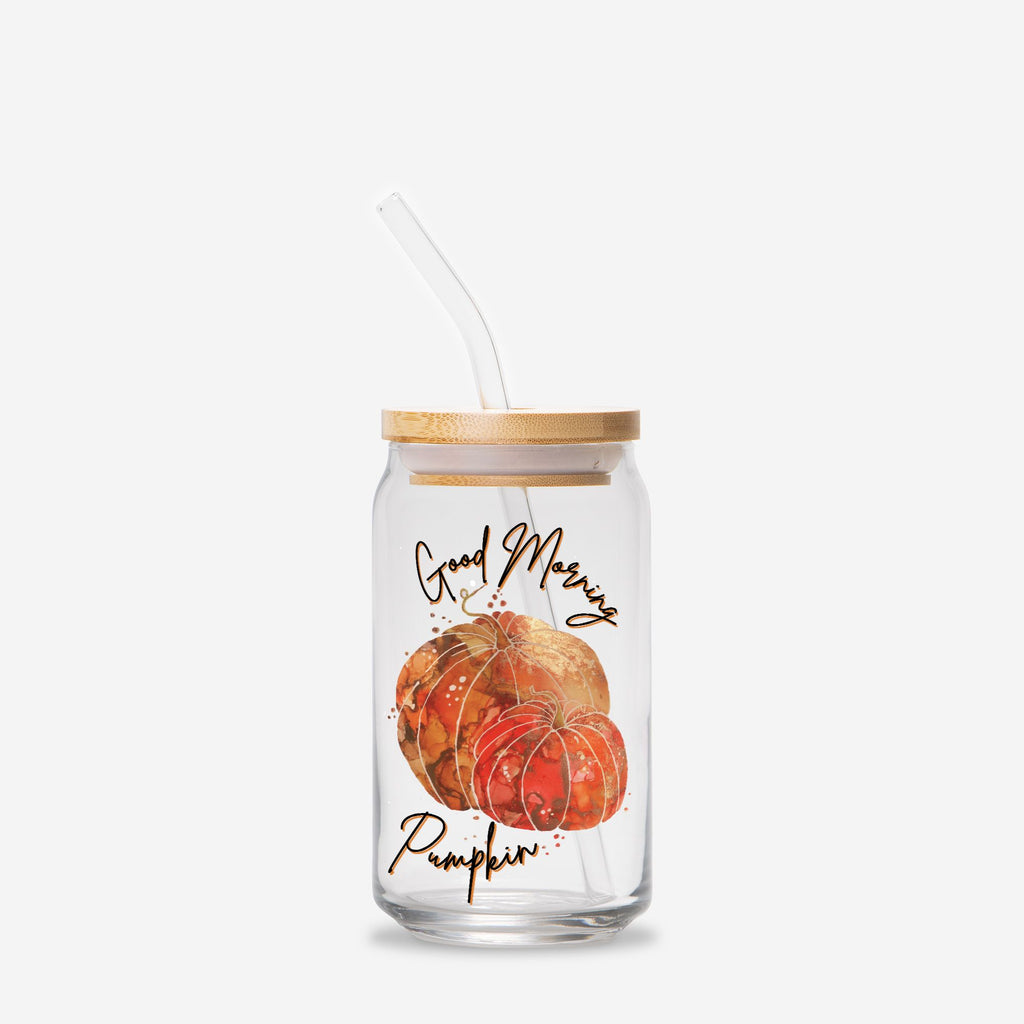 Good Morning Pumpkin Glass Jar